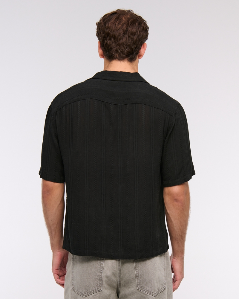Camp Collar Cropped Button-Up Shirt