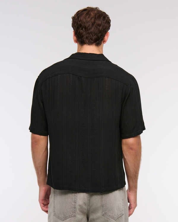 Camp Collar Cropped Button-Up Shirt