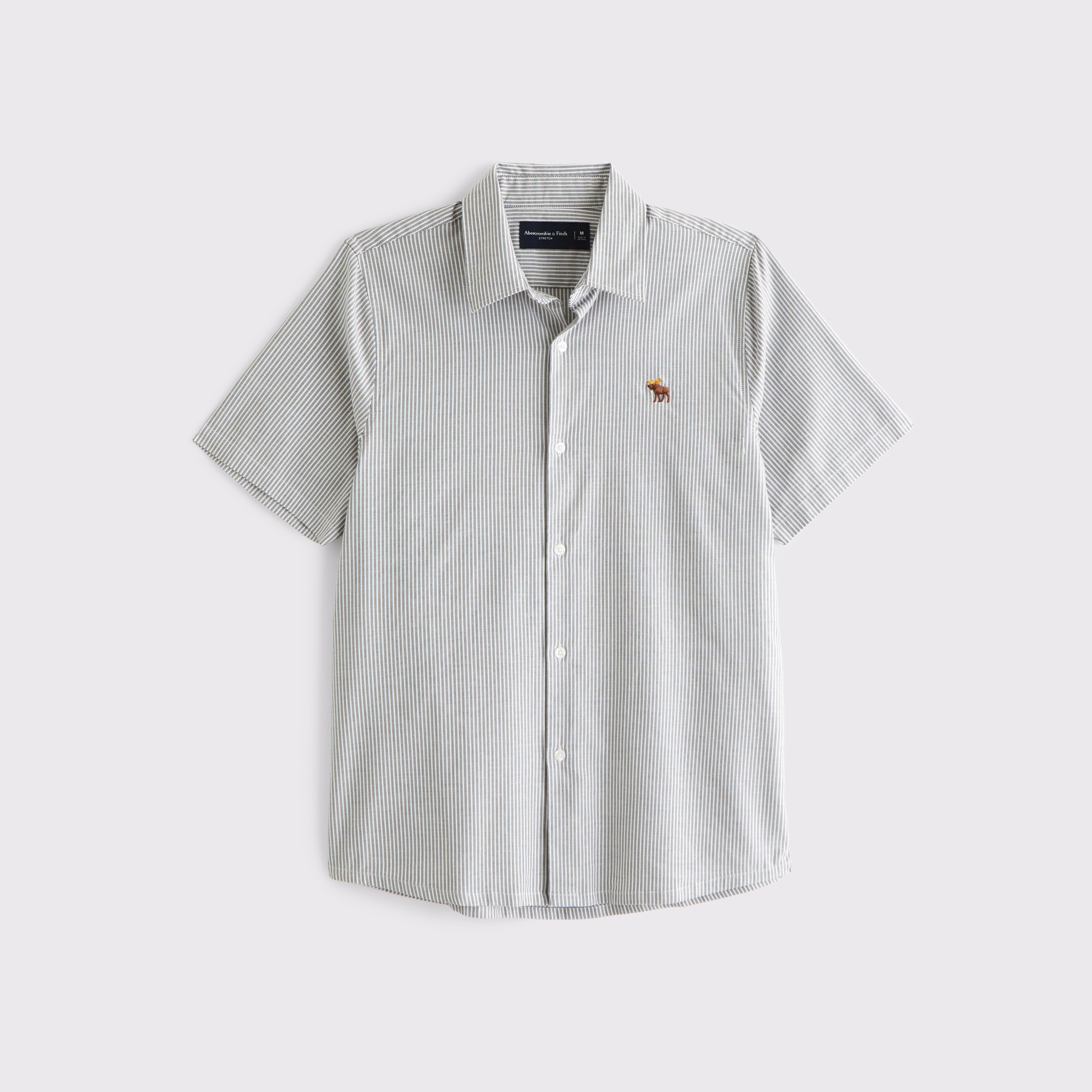 Abercrombie & Fitch◆ヘラジカ オックスフォードシャツ 半袖 メンズ 半袖シグネチャーアイコン オックスフォードシャツ