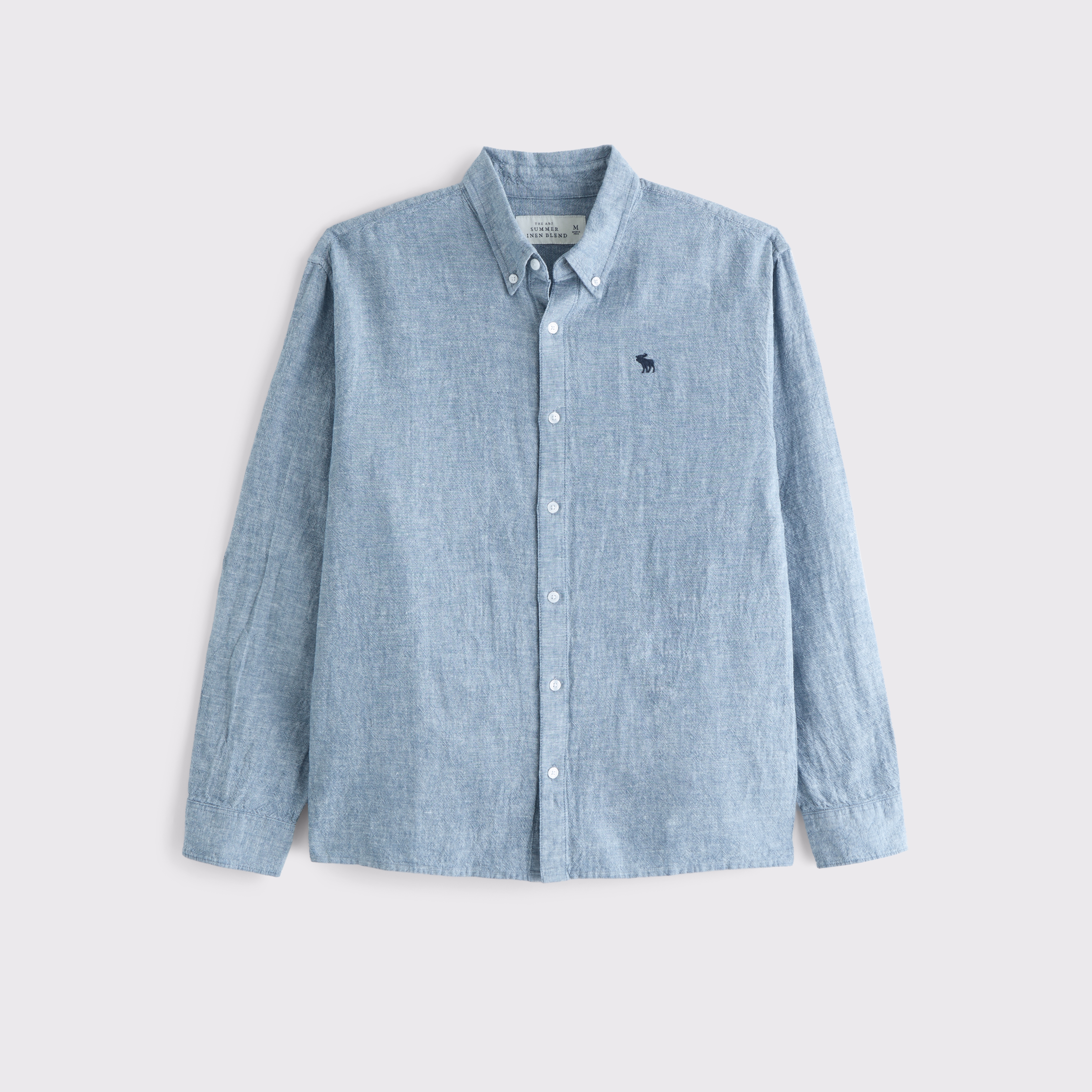 Abercrombie & Fitch デニム アイコンボタンアップ リネンシャツ メンズ デニム アイコンボタンアップ リネンシャツ | メンズ