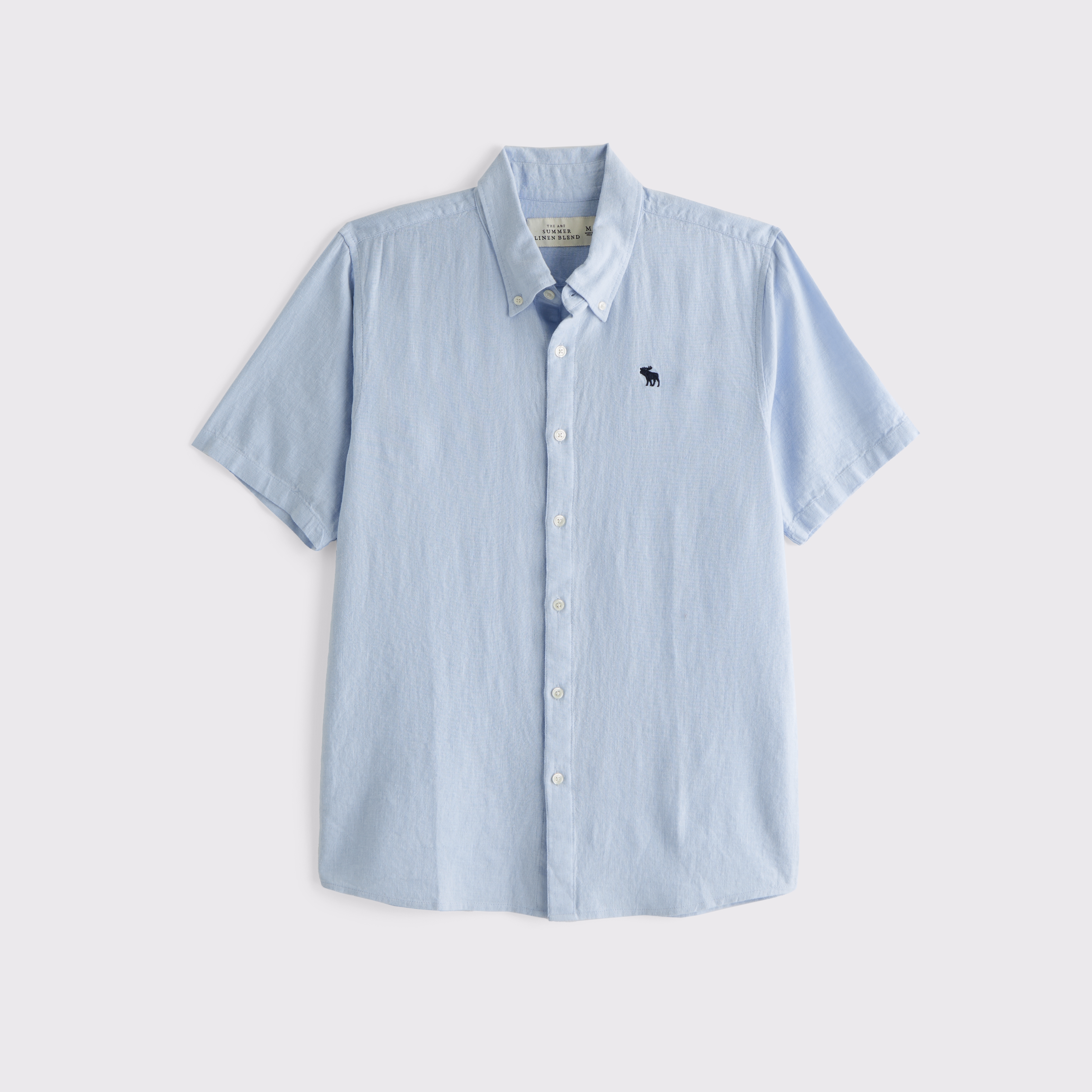 【Abercrombie & Fitch】リネン アイコン ボタンアップシャツ メンズ デニム アイコンボタンアップ リネンシャツ | メンズ