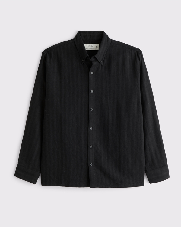 Summer Linen-Blend Button-Up Shirt