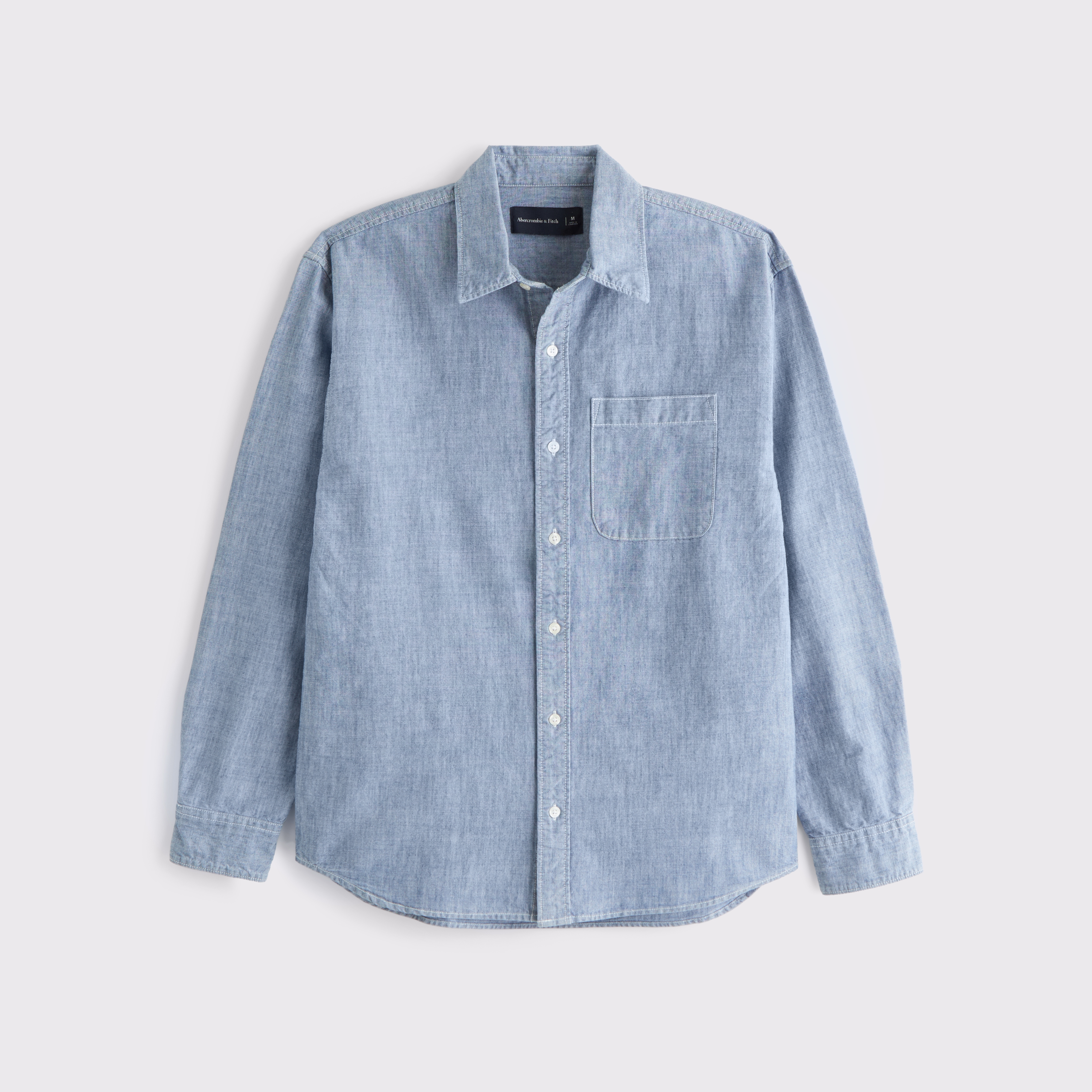Abercrombie & Fitch Chambray Button-up Shirt In Blue