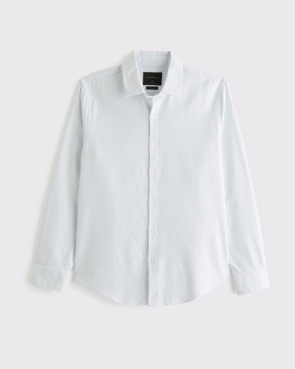 The A&F Collins Stretch Suiting Shirt, Blue Stripe view 1