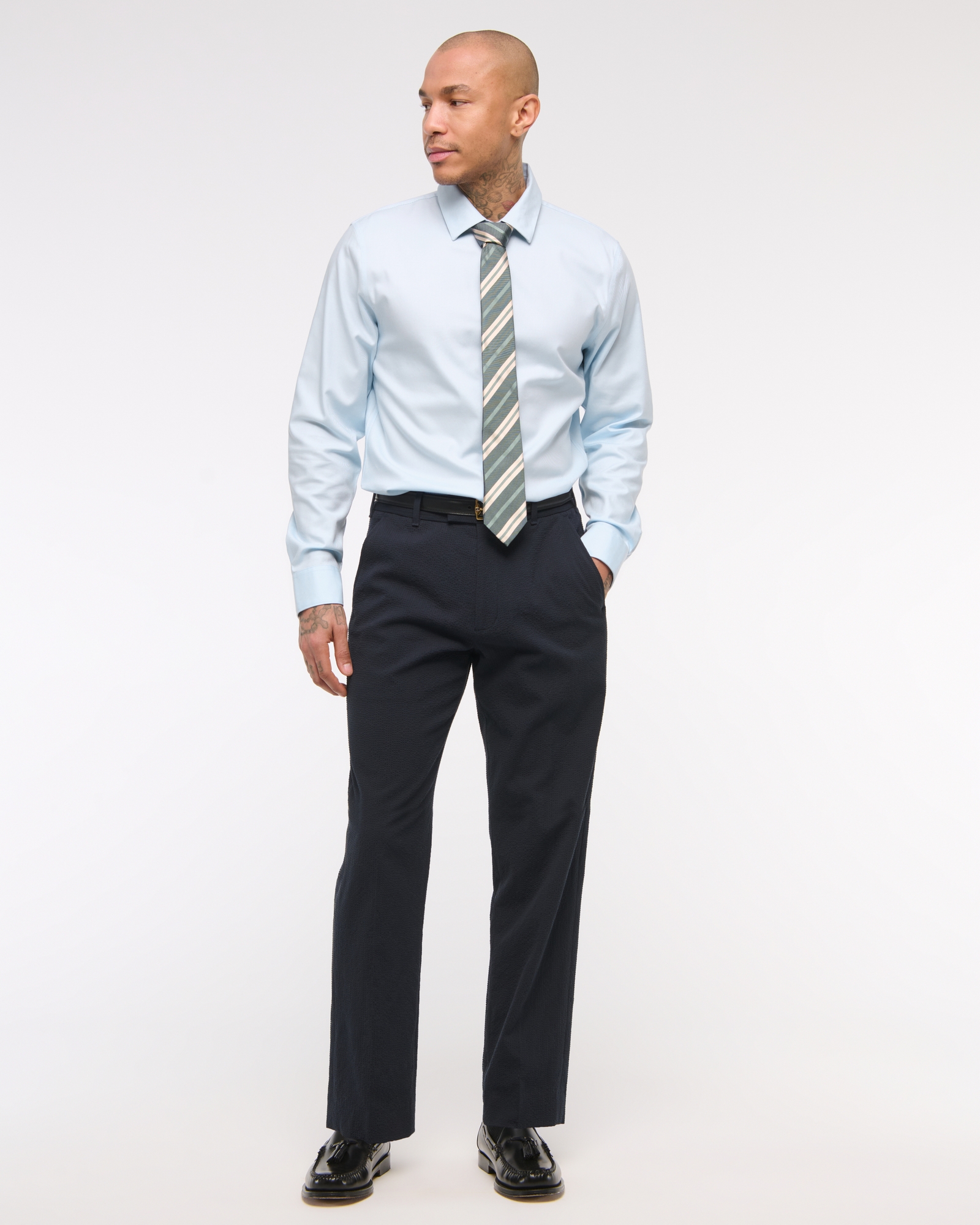 A&F Collins Slim Stretch Suiting Shirt