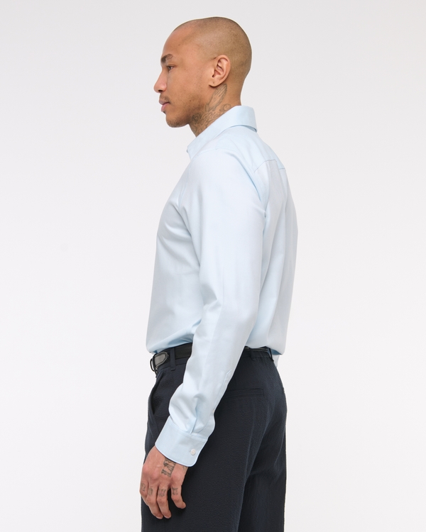 Men's A&F Collins Slim Stretch Suiting Shirt in Light Blue | Size XS | Abercrombie & Fitch