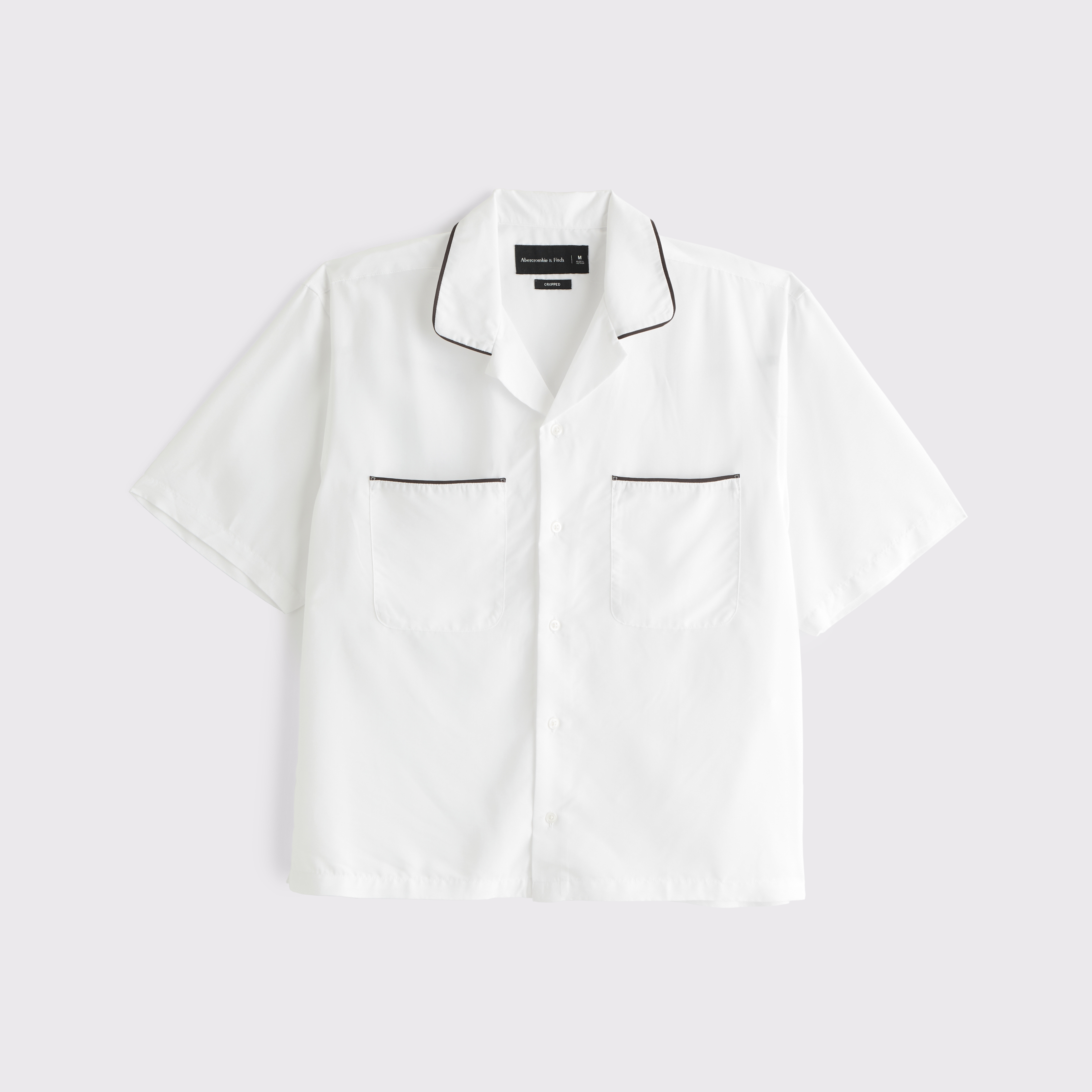 Abercrombie & Fitch Camp Collar Cupro Shirt In White