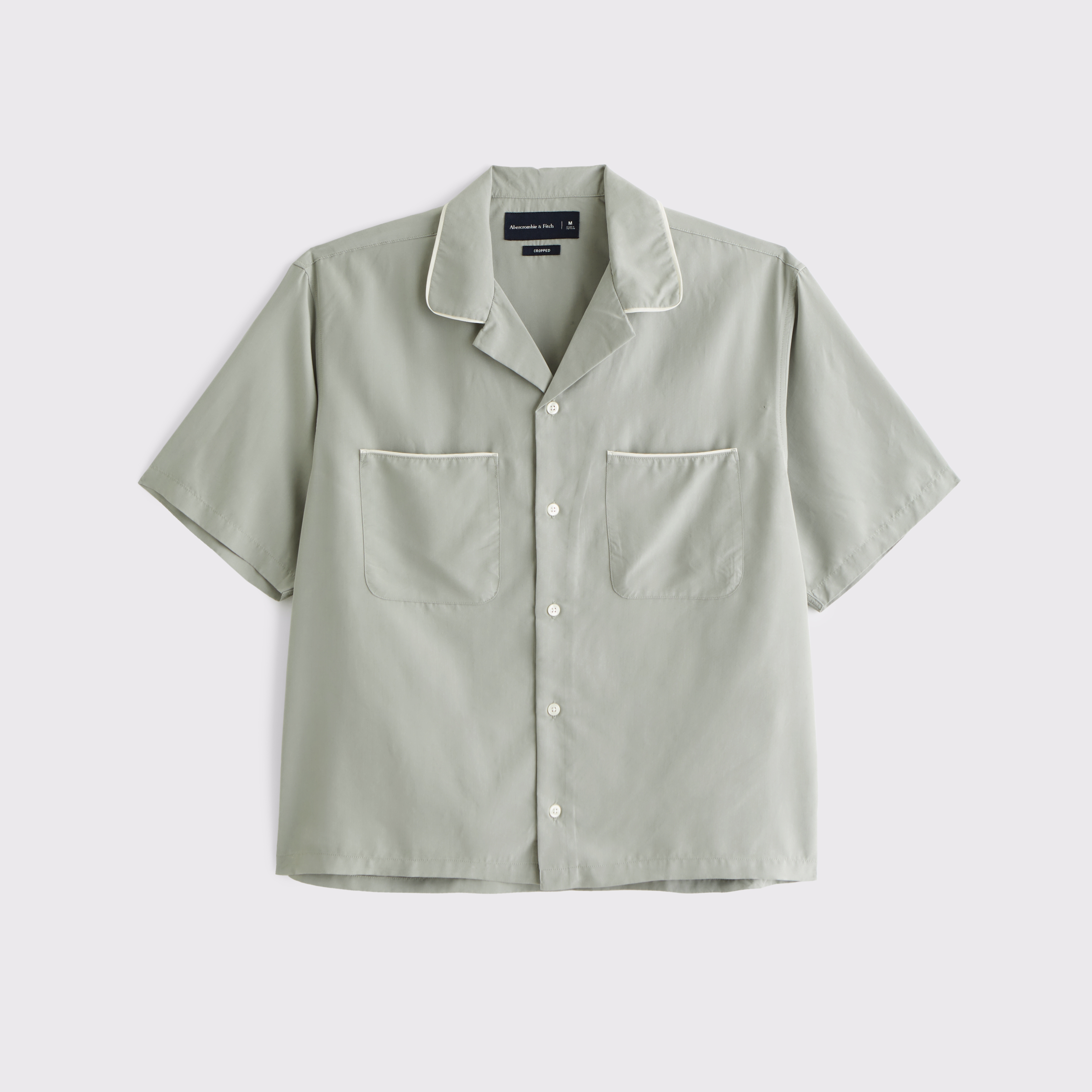 Abercrombie & Fitch Camp Collar Cupro Shirt In White