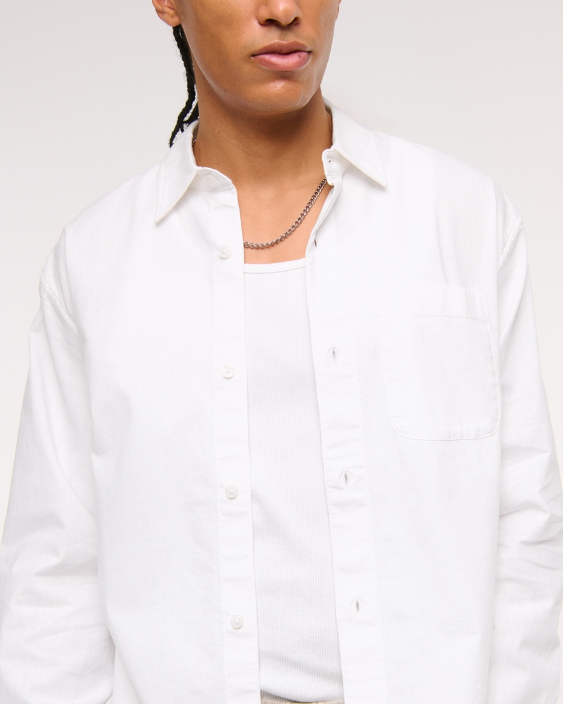 Summer Linen-Blend Button-Up Shirt
