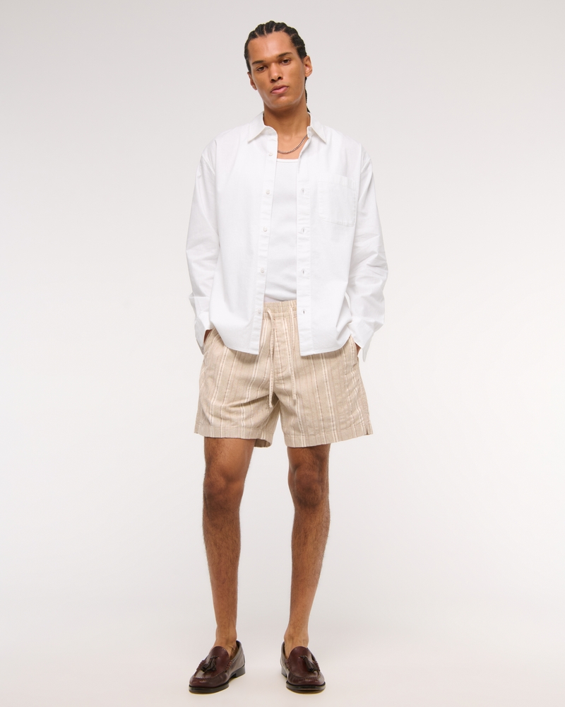 Summer Linen-Blend Button-Up Shirt