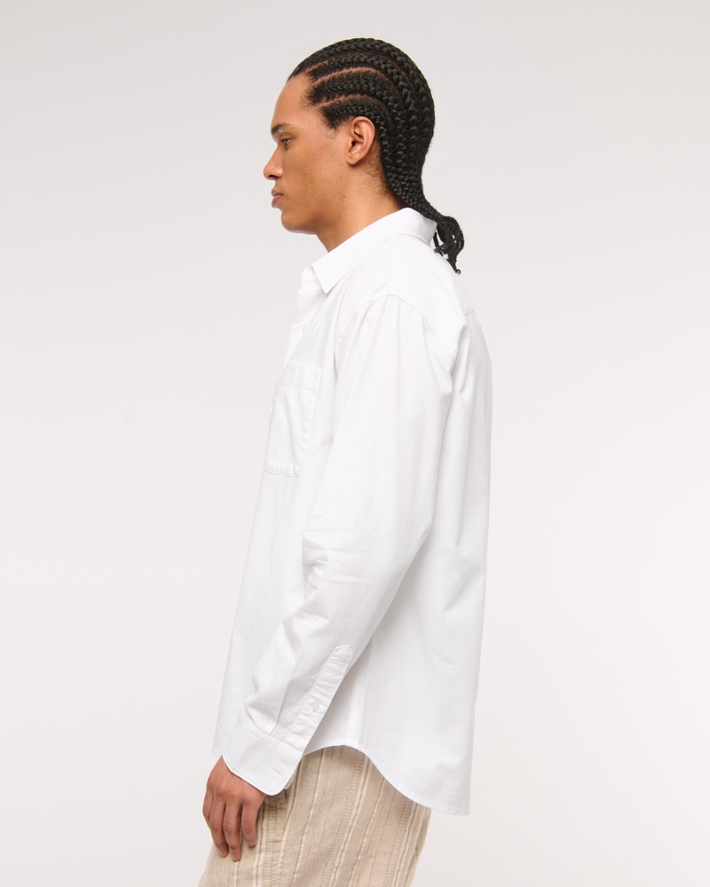 Summer Linen-Blend Button-Up Shirt