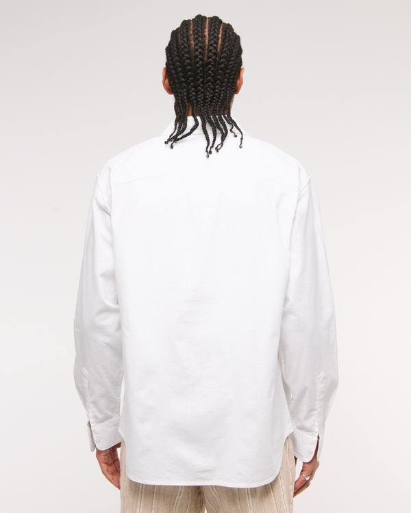 Summer Linen-Blend Button-Up Shirt