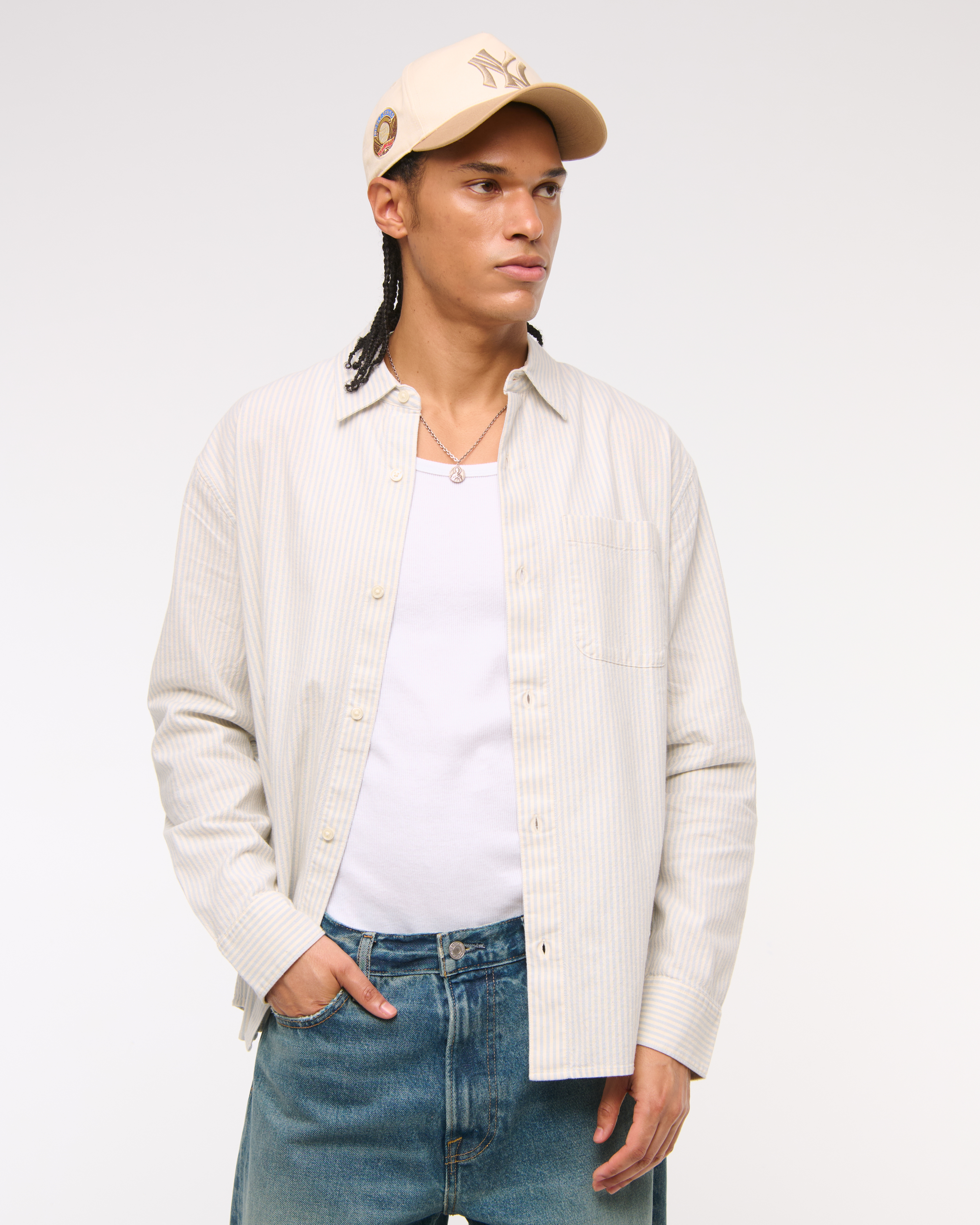 Abercrombie & Fitch Summer Linen-blend Button-up Shirt In White