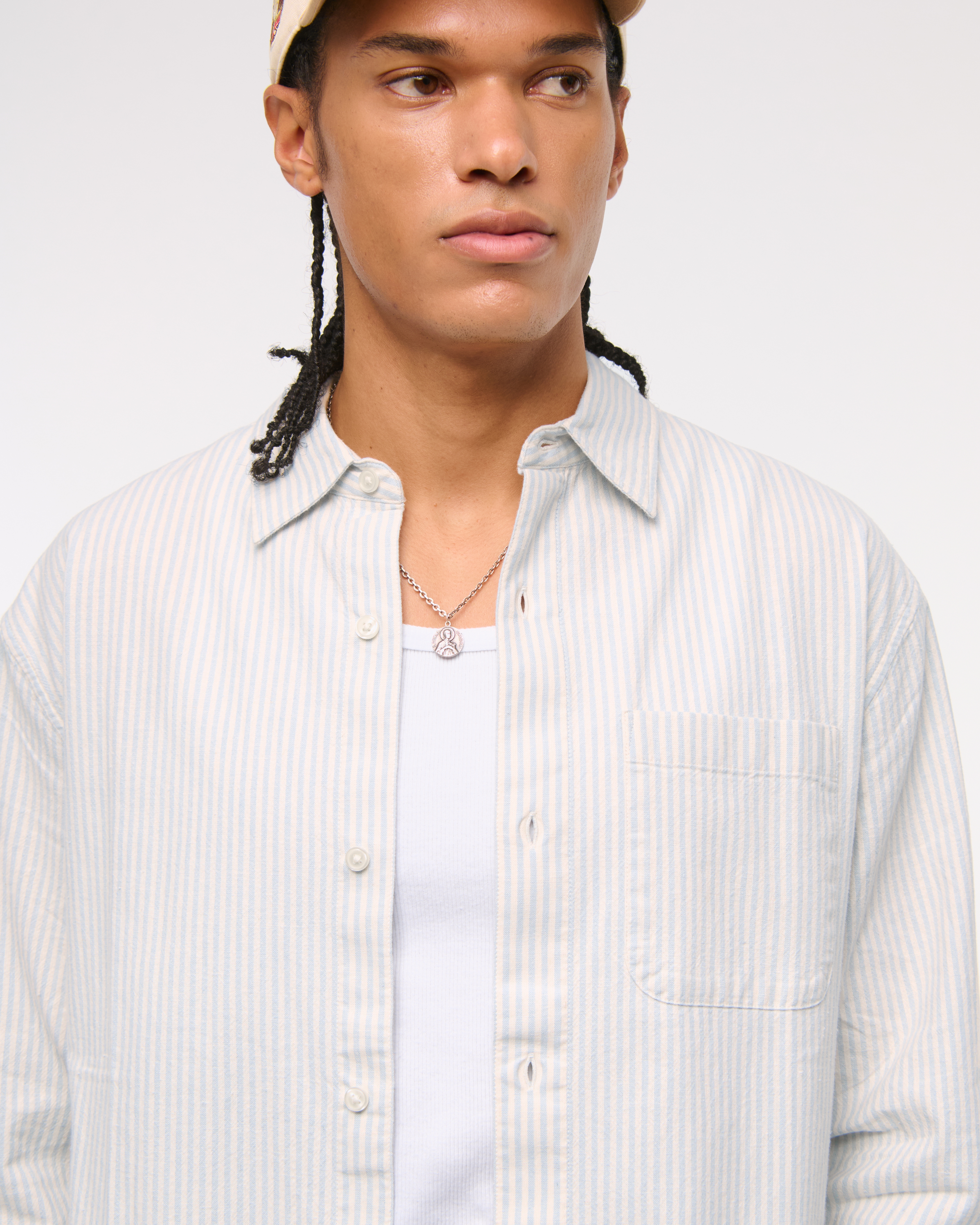 Мужские рубашки Abercrombie & Fitch Summer Linen-Blend Button-Up Shirt — фото 3