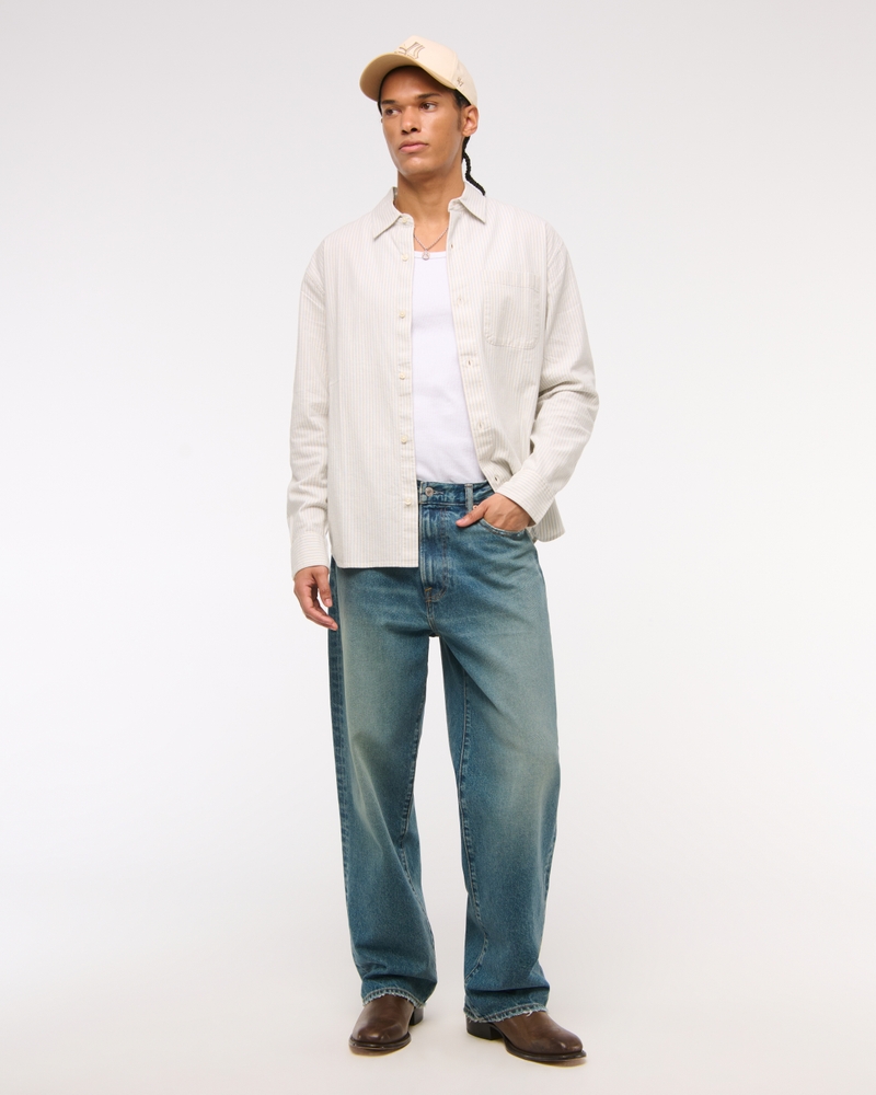 Summer Linen-Blend Button-Up Shirt