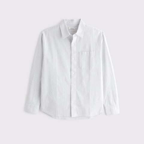 Мужские рубашки Abercrombie & Fitch Summer Linen-Blend Button-Up Shirt