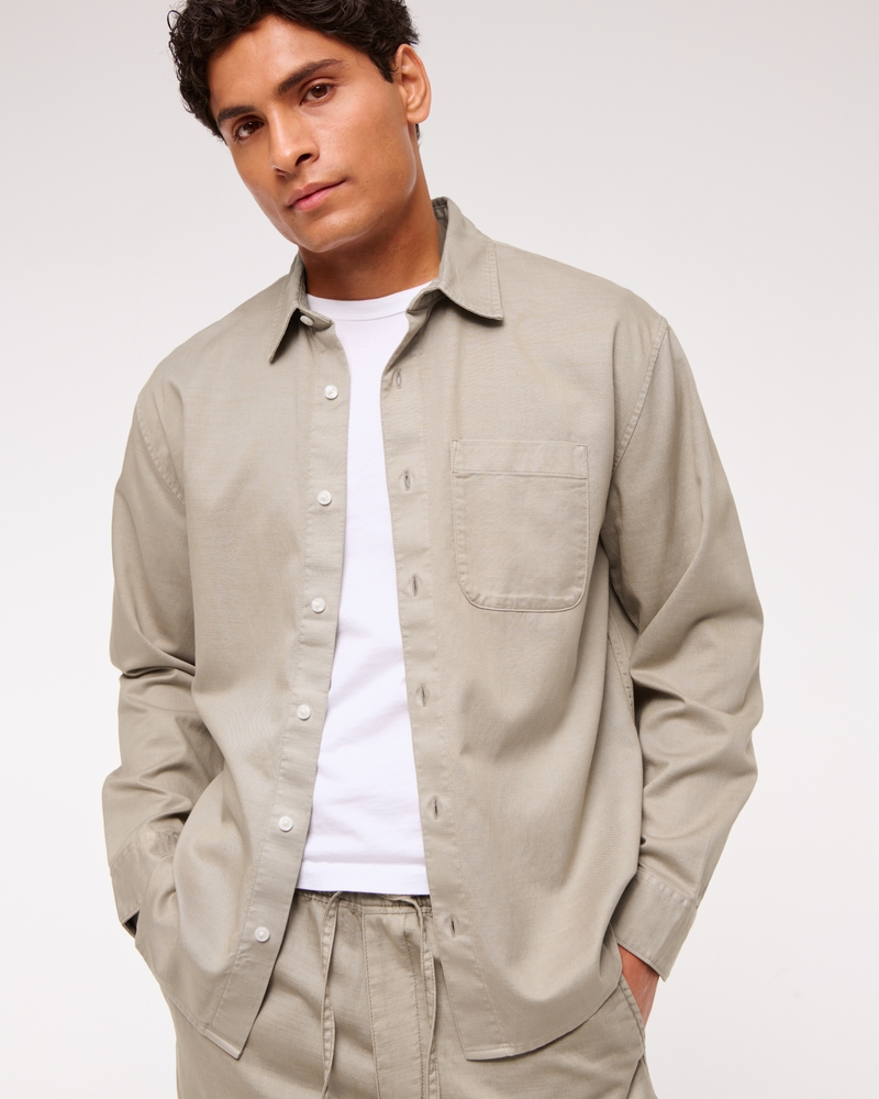 Long-Sleeve Garment Dye Button-Up Shirt