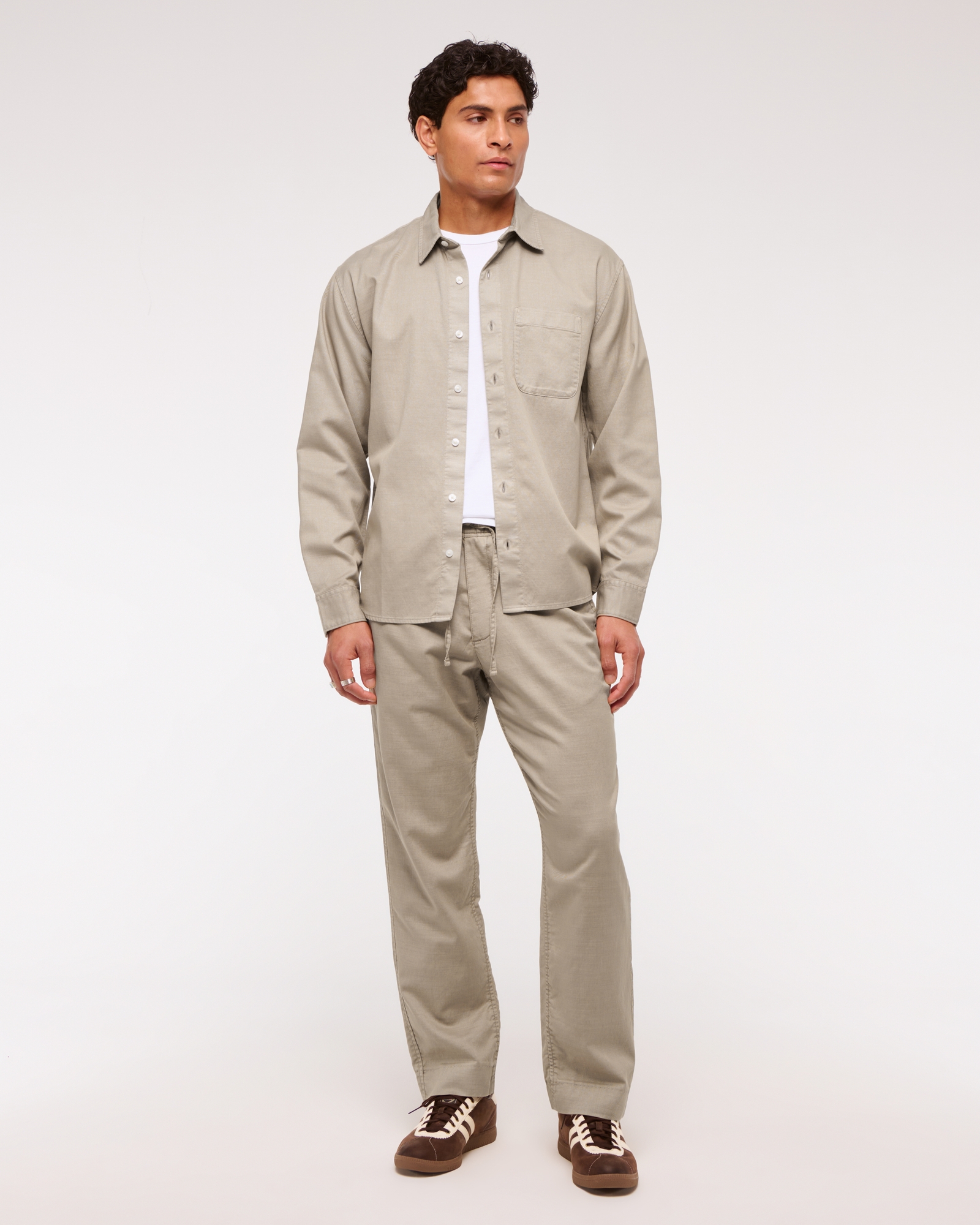 Long-Sleeve Garment Dye Button-Up Shirt