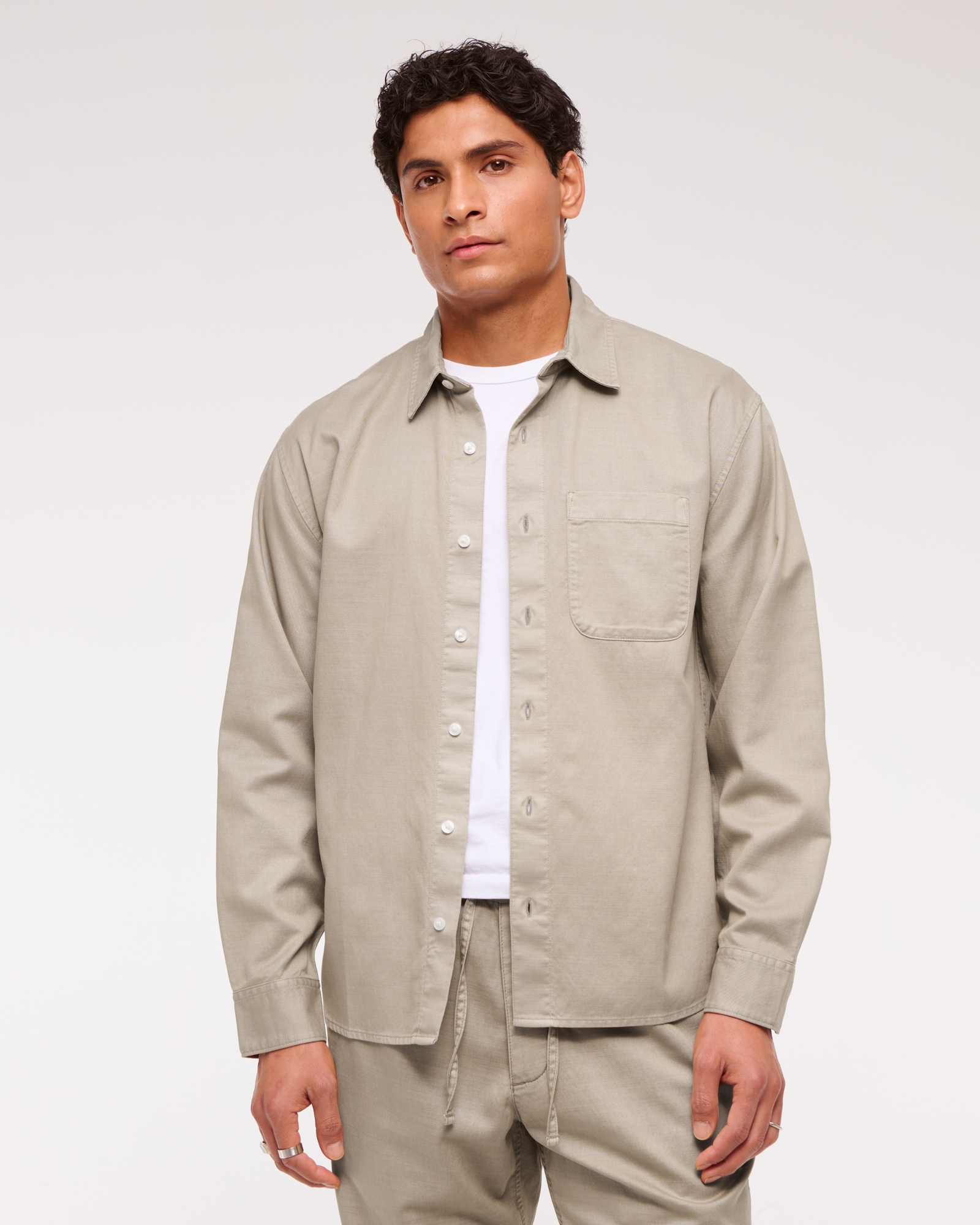 Long-Sleeve Garment Dye Button-Up Shirt
