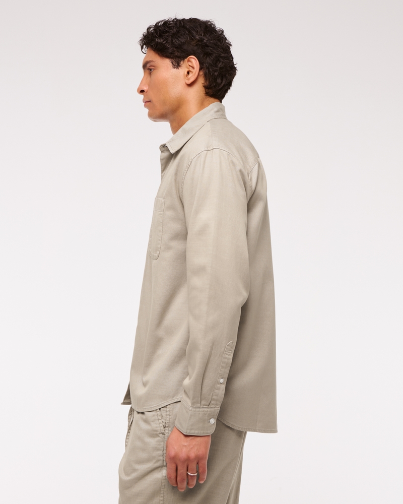 Long-Sleeve Garment Dye Button-Up Shirt