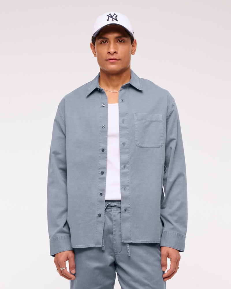 Long-Sleeve Garment Dye Button-Up Shirt