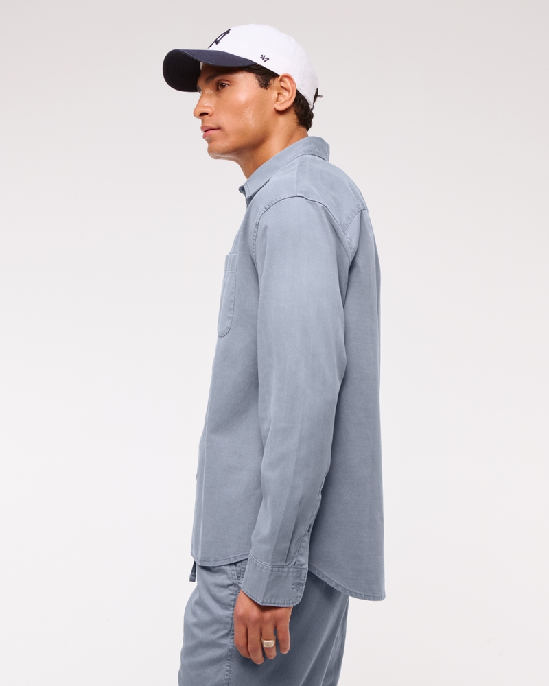 Long-Sleeve Garment Dye Button-Up Shirt