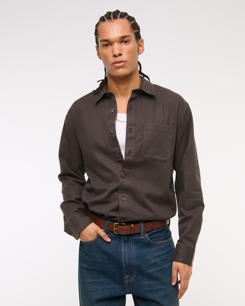 Long-Sleeve Garment Dye Button-Up Shirt