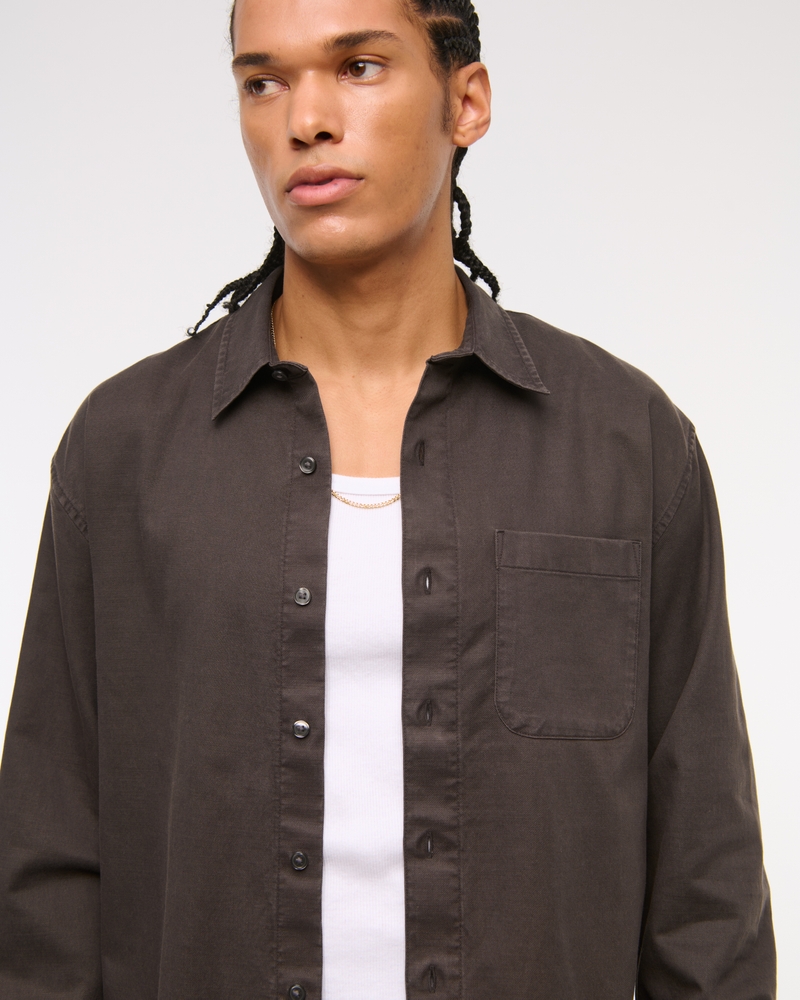Long-Sleeve Garment Dye Button-Up Shirt