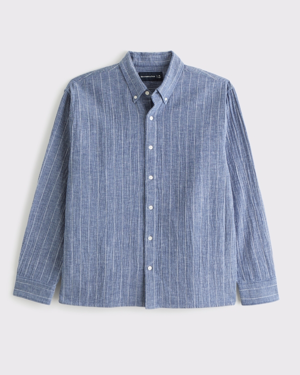 A&F Breezy Shirt, Light Blue Stripe view 1