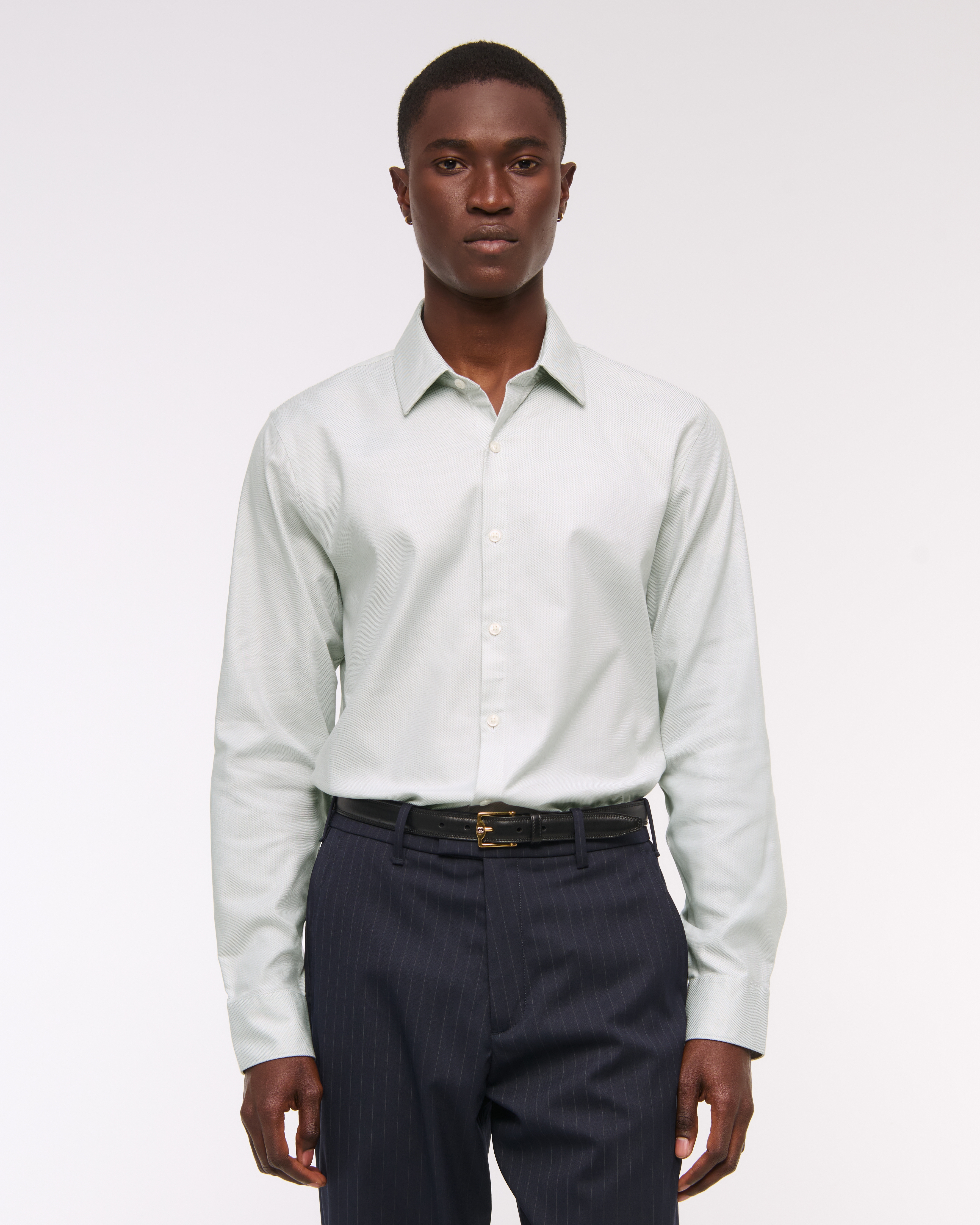 Abercrombie & Fitch A&f Collins Slim Stretch Suiting Shirt In Green