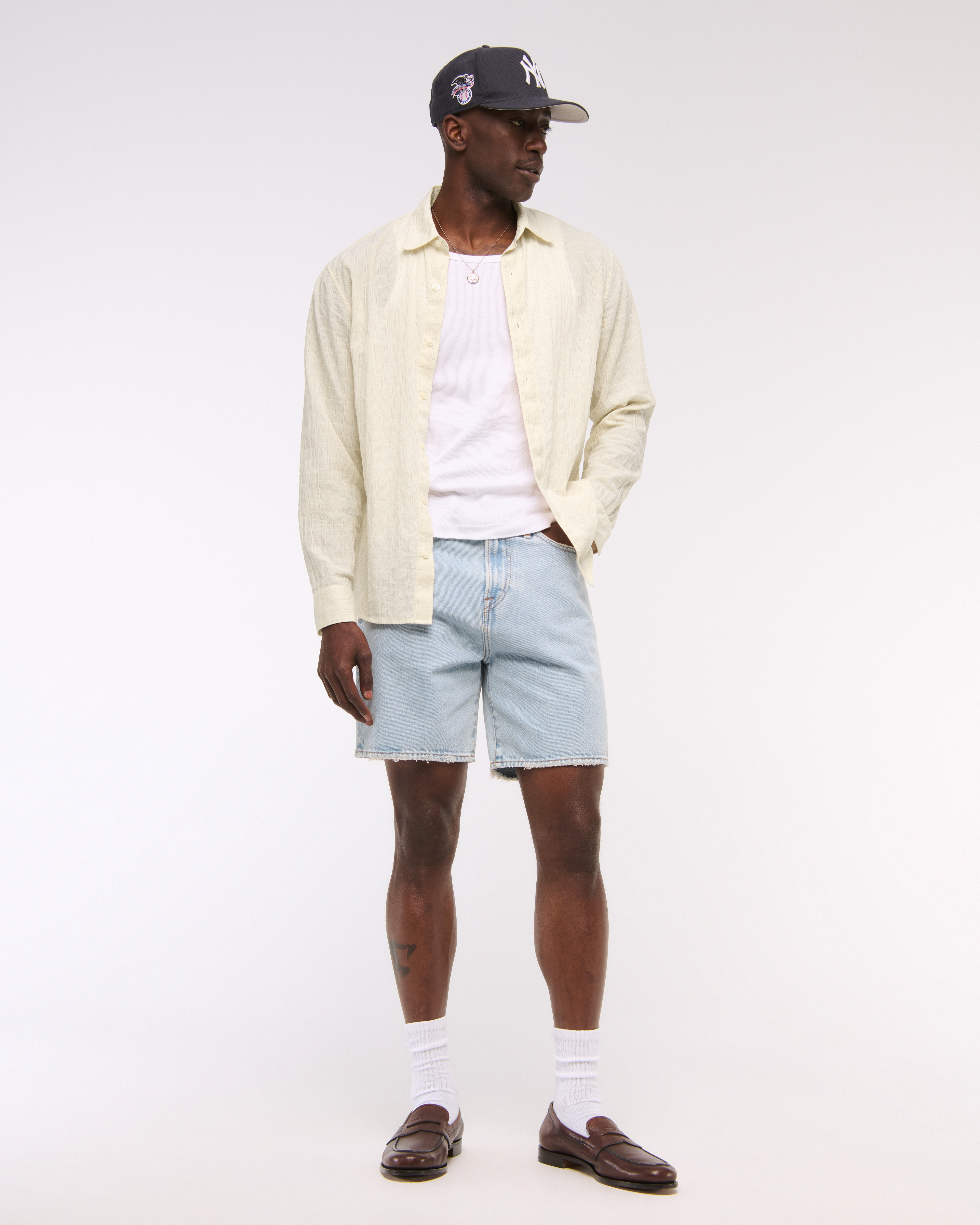 Мужские рубашки Abercrombie & Fitch Lightweight Crinkle Button-Up Shirt — фото 3