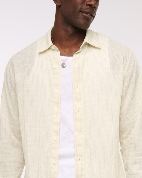 Lightweight Crinkle Button-Up Shirt