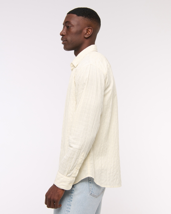 Lightweight Crinkle Button-Up Shirt