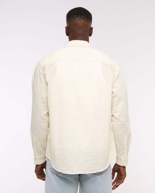 Lightweight Crinkle Button-Up Shirt