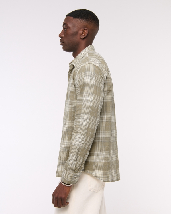 Lightweight Crinkle Button-Up Shirt