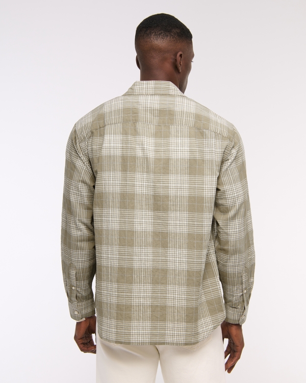 Lightweight Crinkle Button-Up Shirt