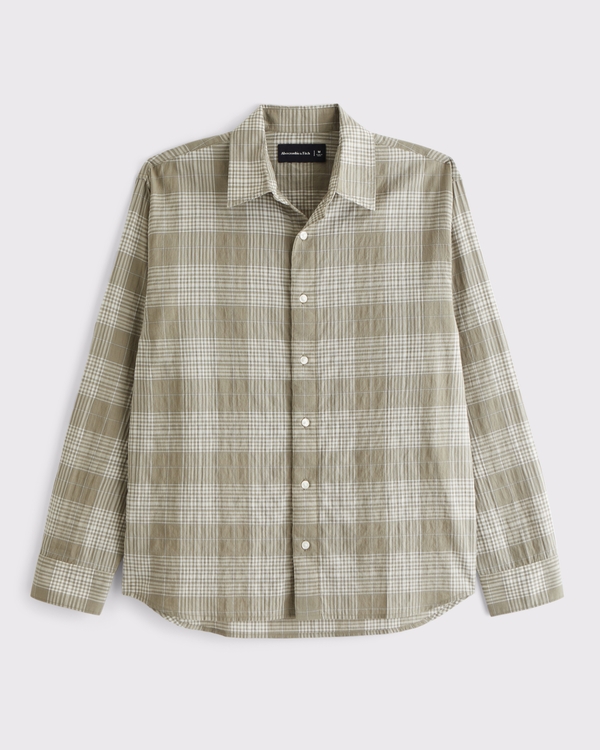 Lightweight Crinkle Button-Up Shirt