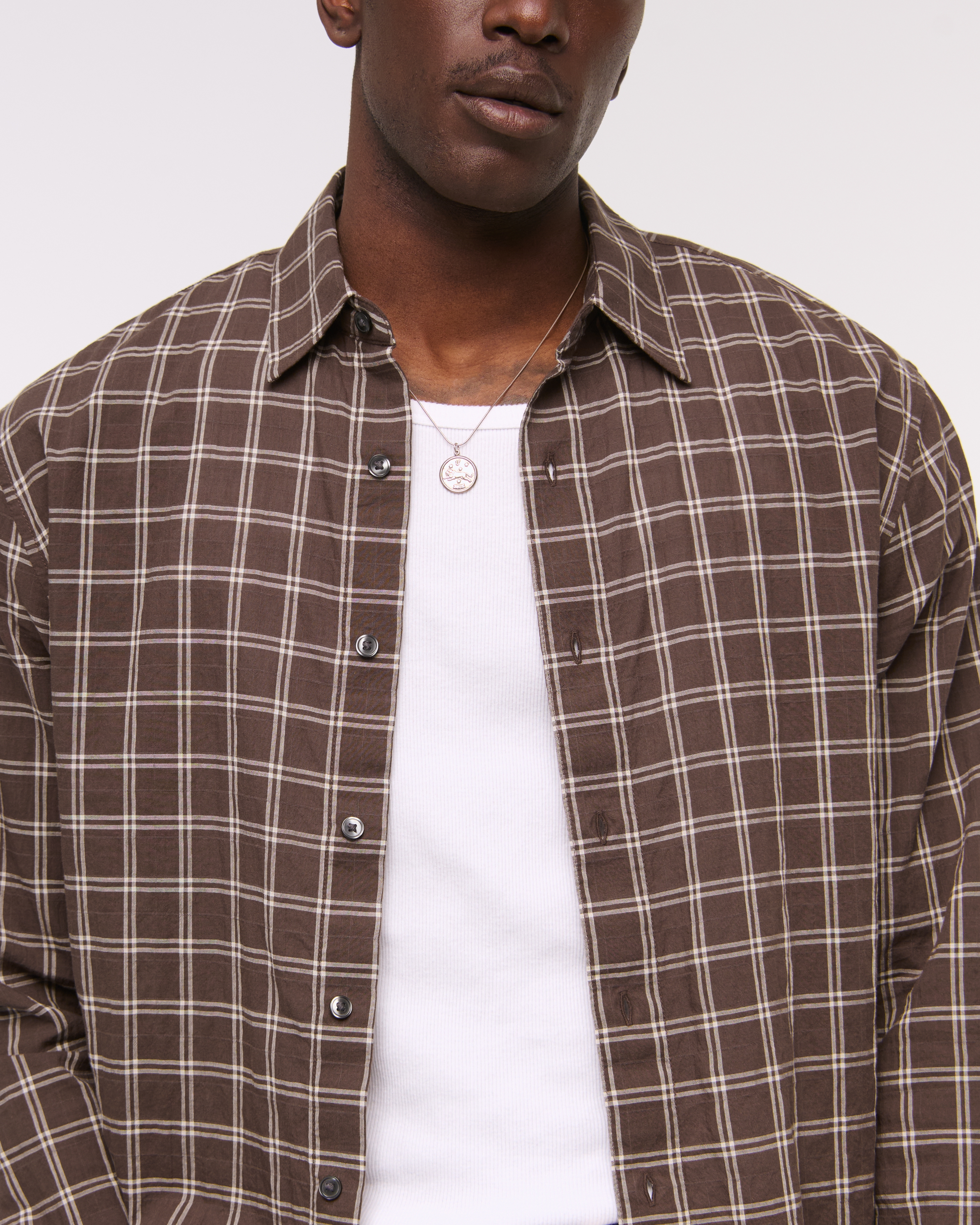 Men's Lightweight Crinkle Button-Up Shirt | Men's Clearance