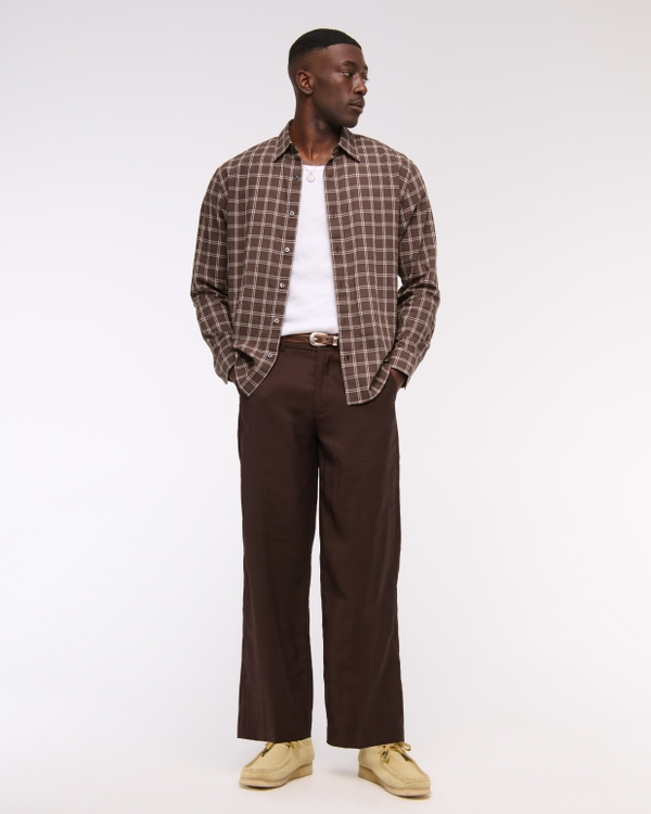 Lightweight Crinkle Button-Up Shirt