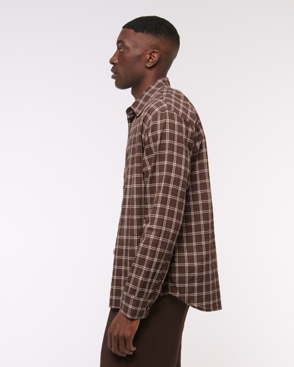 Lightweight Crinkle Button-Up Shirt