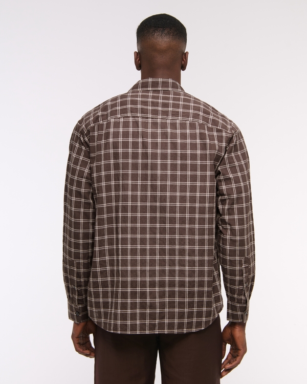 Lightweight Crinkle Button-Up Shirt