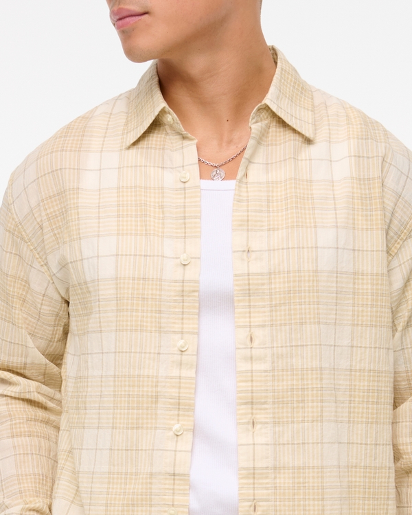 Lightweight Crinkle Button-Up Shirt
