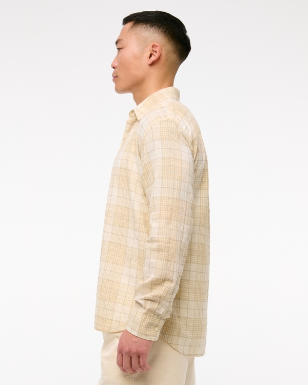 Lightweight Crinkle Button-Up Shirt