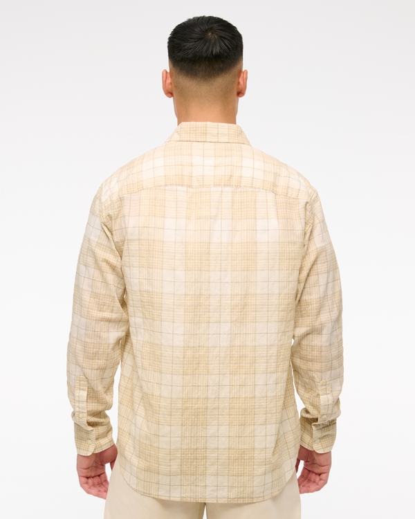 Lightweight Crinkle Button-Up Shirt