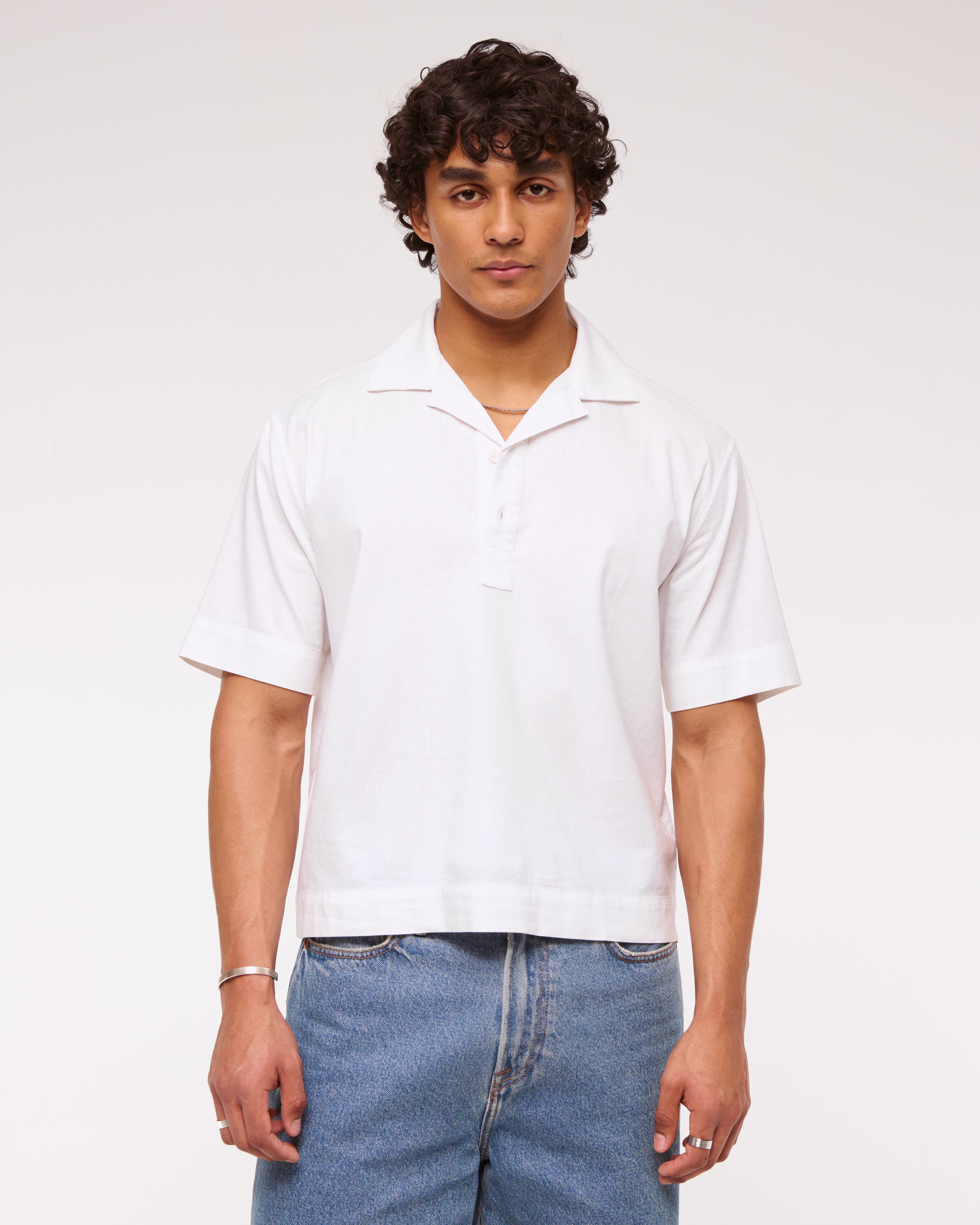 Abercrombie & Fitch Summer Linen-blend Popover In White