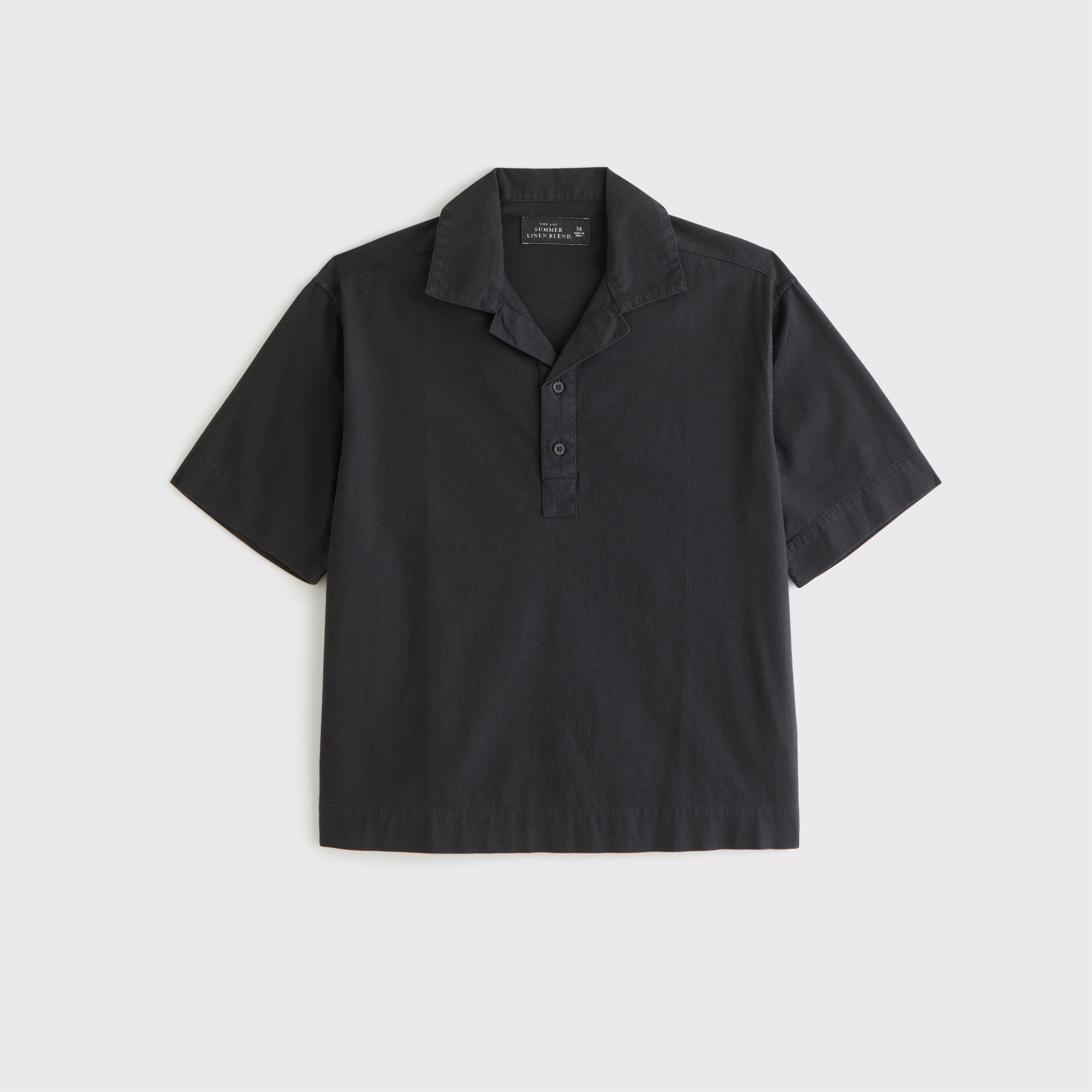 Abercrombie & Fitch Summer Linen-blend Popover In Black