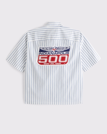 Short-Sleeve Racing Workwear Button-Up Shirt