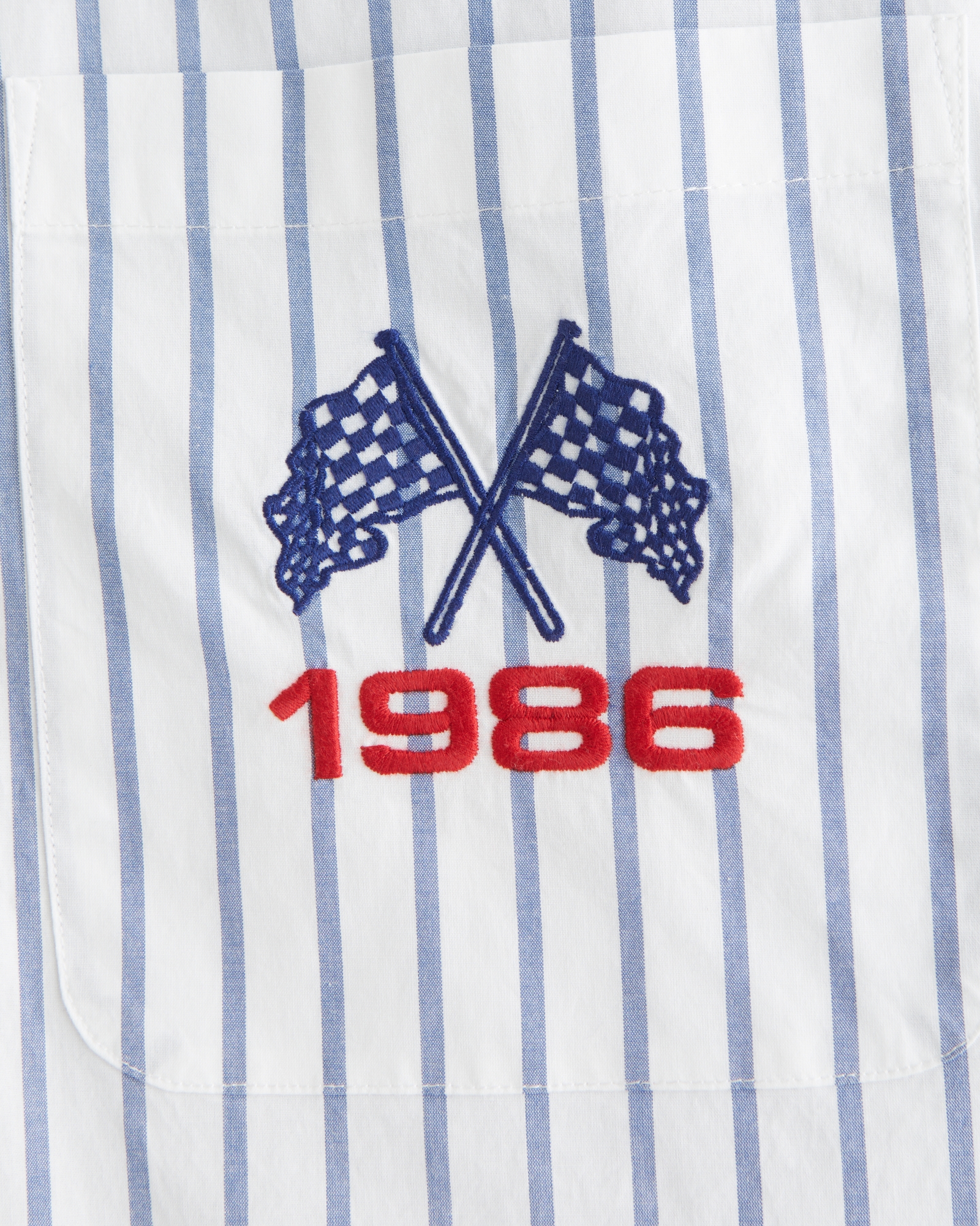 Short-Sleeve Cropped Racing Workwear Button-Up Shirt