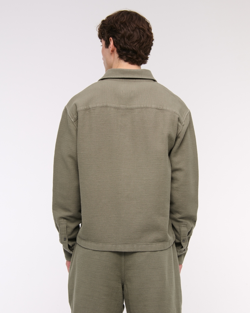 Cropped Slub Button-Up Shirt