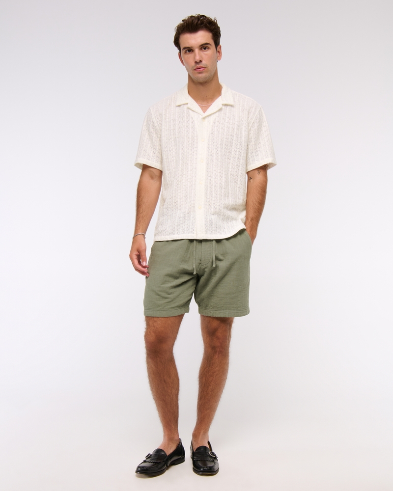 Camp Collar Cropped Lace Shirt